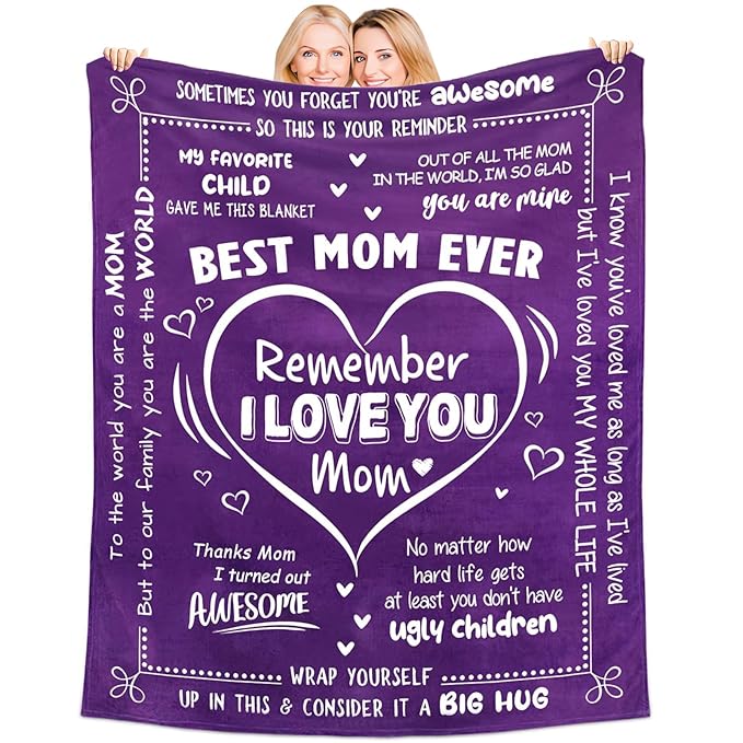 Mothers Day Gifts for Mom, Birthday Mothers Day Basket for Mom from Daughter Son, Relaxing Spa Gifts Set with Luxury Flannel Purple Blanket, Great Birthday Mother's Day Ideas for Women Wife Her