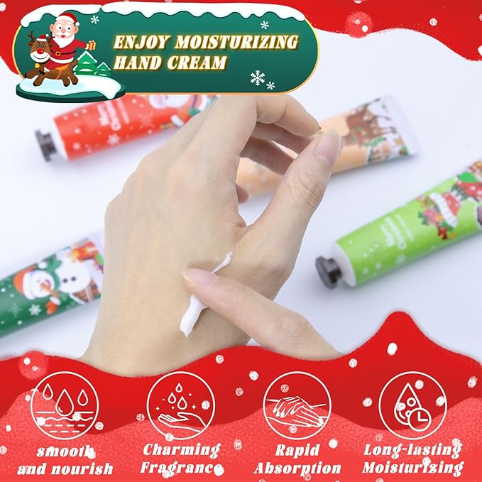 Christmas Hand Cream Set For Women, 10 Pack Mini Hand Lotion Travel Size Bulk For Dry Cracked, Moisturizer Cream For Stocking Stuffers and Christmas Decorations