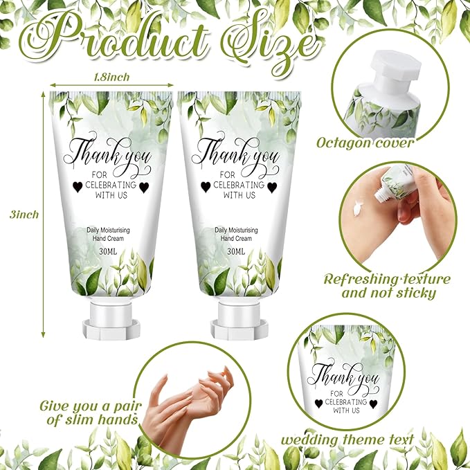 50 Pcs 1 oz/ 30 ml Wedding Hand Cream Bulk Travel Size Bridesmaid Gifts Thank You Hand Cream Body Lotion Gifts for Bridesmaid Souvenir Wedding Party Supplies Bridal Shower Favors