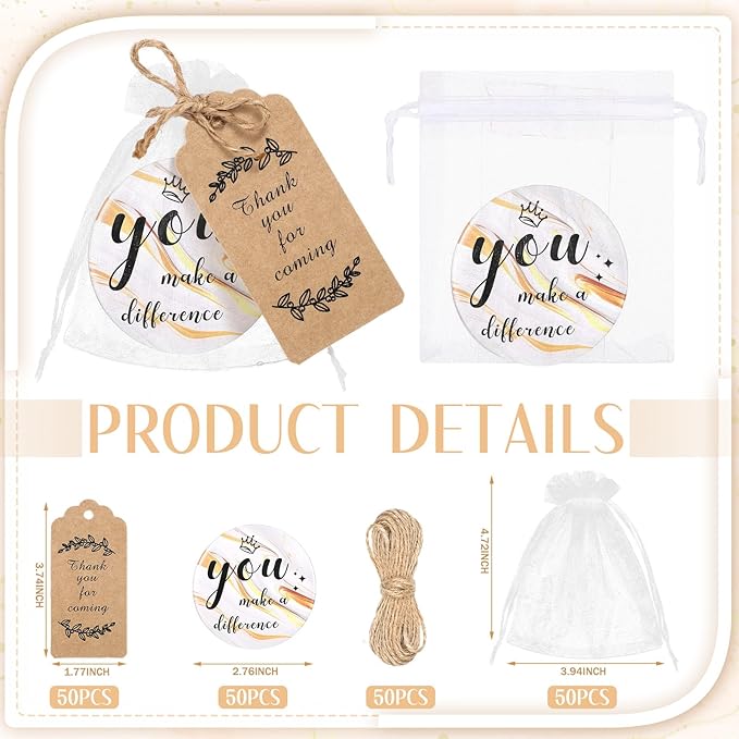 Tradder 50 Sets Compact Mirrors Bulk Women Gifts Inspirational Appreciation Employee Gifts Small Purse Pocket Makeup Mirrors for Mother's Day Coworker Nurse Bridal Souvenir Bags(White Gold)