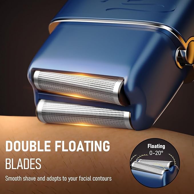 Foil Shavers for Men, Upgraded Blades Electric Razor with 3 Adjustable Speeds, Type-C Rechargeable, IPX7 Waterproof, Electric Shavers for Men Face Use Travel Home(Blue)