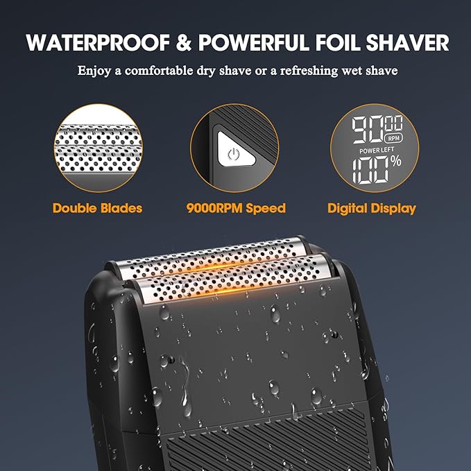 Suttik Professional Hair Clippers for Men, Barber Clippers and Trimmers Set, Foil Shavers for Men, 3 in 1 Cordless Hair Clippers Set Hair Cutting Kit Barber kit with LED Display