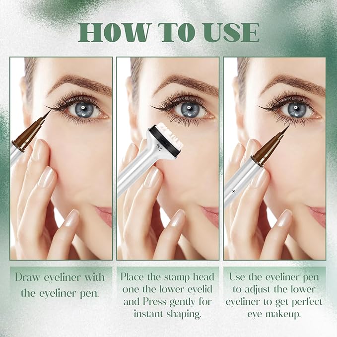 Lower Lash Stamp Bottom Eyelash Stamp with Ink Waterproof& Long Lasting 2 in 1 Kit Quick Eye Makeup Tool DIY at Home(Brown)