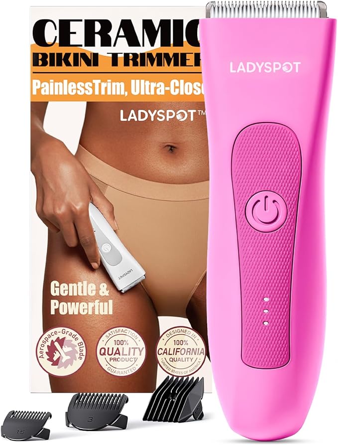 LADYSPOT™ Electric Razors for Women, Shaving and Grooming Sets with 3 Gurad and Replaceable Ceramic Blade Heads, Bikini Trimmer Women Pubic Hair Trimmer, No Nick, No Cut, No Razor Burn-(Rose Red)