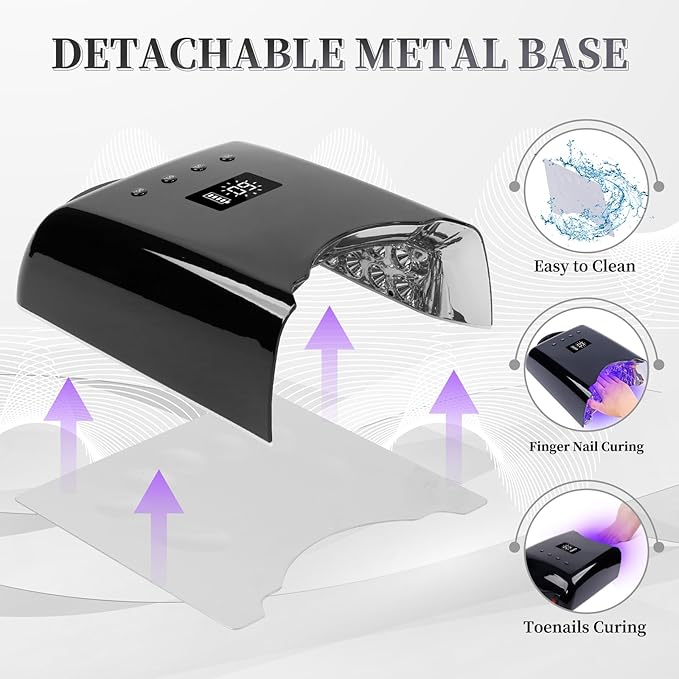 Professional UV LED Nail Lamp, Cordless Rechargeable UV Light for Gel Nails, 78W Fast Curing Gel Nail Light with 4 Timer Setting LCD Display, Auto Sensor and Spacious Interior(Black)