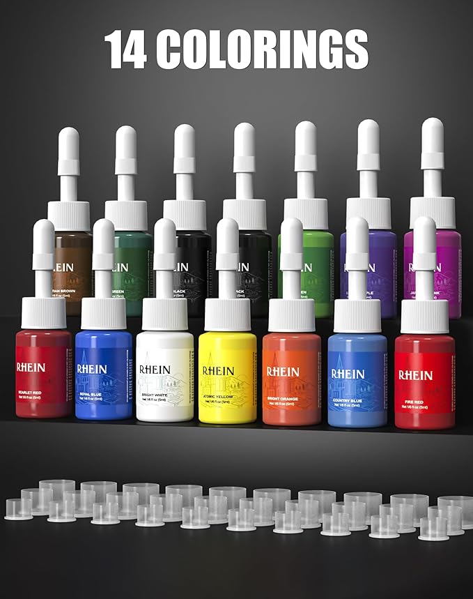 Tattoo Kit Tattoo Gun Complete Wireless Tattoo Machine Kit 2 Tattoo Batteries 20 Cartridge Needles 14 Ink Color Set for Supply RNP28KIT-1