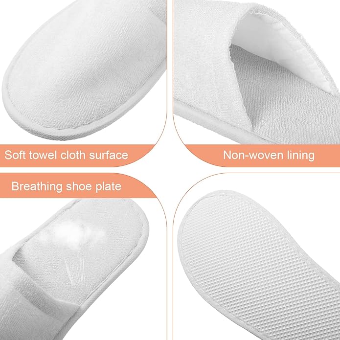 Geyoga 24 Pairs Disposable Slippers for Guests Bulk 2 Size Cotton Hotel Spa House Slippers for Graduation Wedding Party Shoeless Home Travel Individually Wrapped