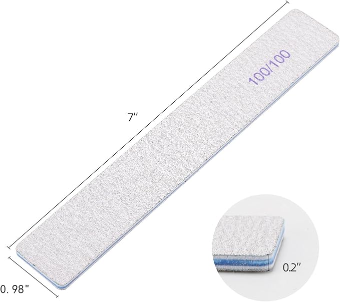 50 Pieces Rectangle Nail Files 100/100 Grit, Reusable Nail Buffers Double Sided Emery Boards Fingernail Files for Acrylic Nails and Natural Nails
