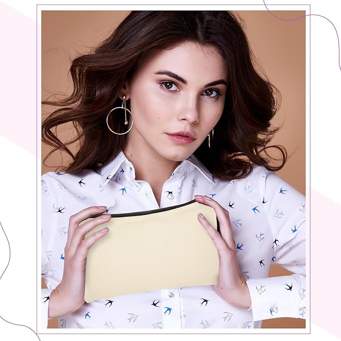 Eccliy Canvas Makeup Bags Bulk for Women Multi Color Cute Travel Cosmetic Bag Blank Makeup Bags DIY Canvas Gifts Accessories for Women Toiletry Pouch with Zipper Gift Bags for Team Party