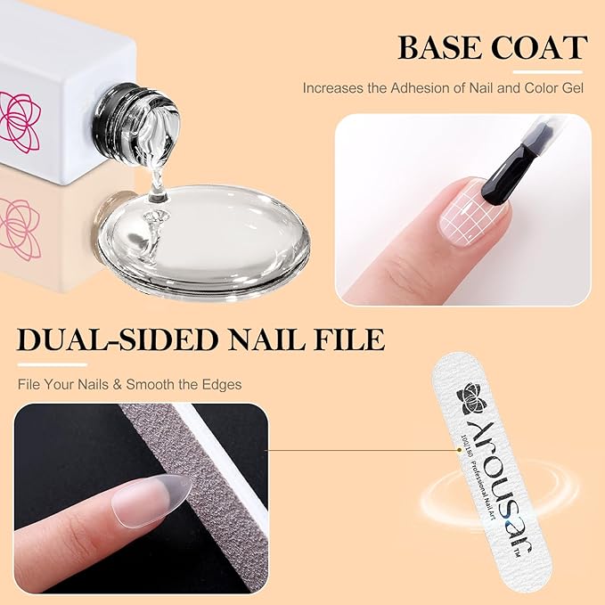 360pcs Short Almond Nail Tips Kit, Clear Acrylic Nail Extension Set in 15 Sizes, Matte Full Cover Press on False Nail Tips with 20ml*2 Glue Gel & UV Nail Lamp, Spring Summer DIY Salon Gift