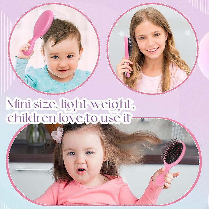 36 Packs Mini Detangling Hairbrush Squirt Detangler combs Toddler Soft Bristle Travel Hairbrush Women Girl (Pink)