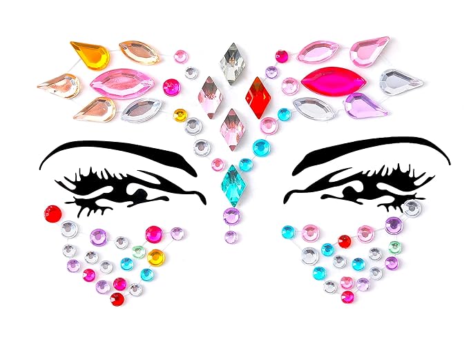 Face Gems Adhesive Glitter Jewel Tattoo Sticker Festival Gems Rave Party Body Make Up (9 PCS Z9ZAKMIXA)