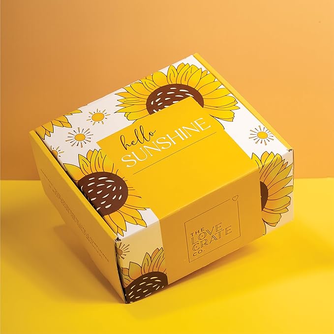 The Love Crate Co 10Pc Sunflower Gift, Spa Set | for Women, Get Well Soon Basket, You Are My Sunshine Care Package