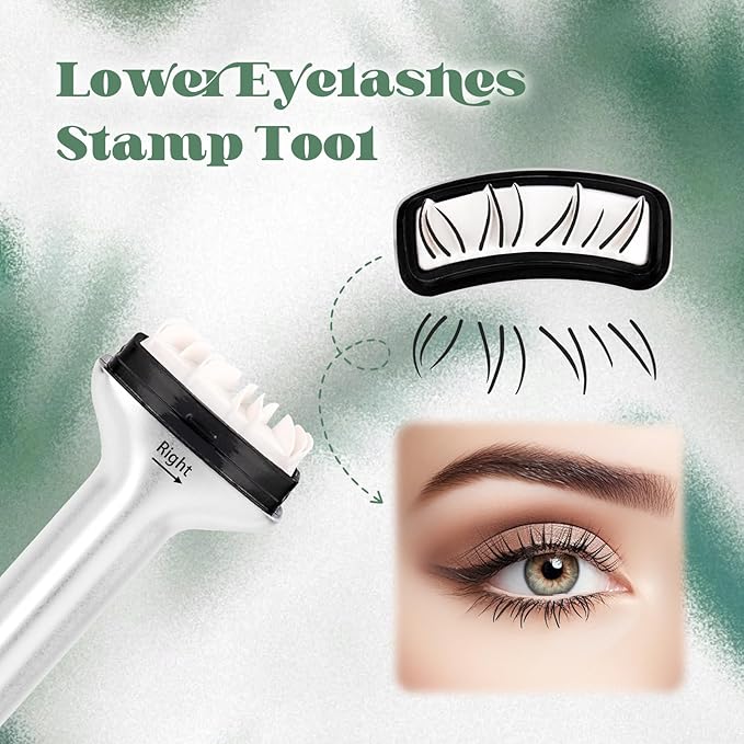 Lower Lash Stamp 2 in 1 Bottom Eyelash Stamp with Ink Kit Waterproof& Long Lasting Quick Eye Makeup Tool DIY at Home(Black)