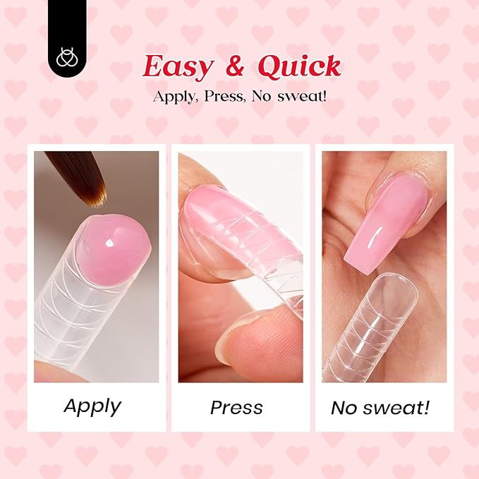 Beetles Poly Nail Extension Gel Kit with U V Light: 6 Colors Builder Gel Set Pink Glitter White with Top Base Coat and Slip Solution Nail Forms Tools Charms for DIY Manicure