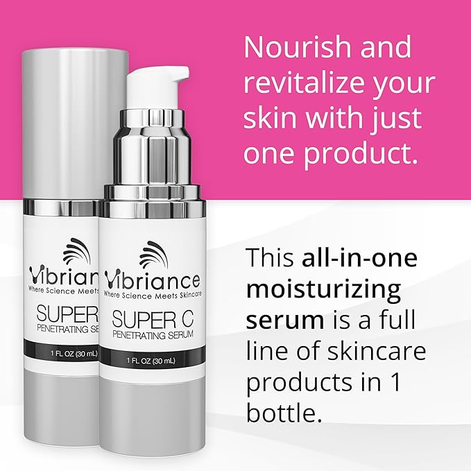 Vibriance Super C Serum for Mature Skin - All-in-One Vitamin Formula Hydrates, Firms, Lifts, Smooths, Targets Age Spots, Wrinkles, 1 fl oz - Pack of 2