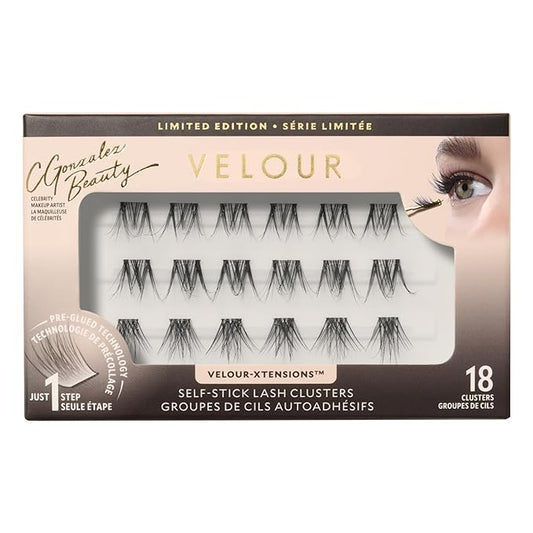 Velour x CGonzalez Beauty Self-Stick Lash Clusters, Self Adhesive Eyelashes, Includes 18 Eyelash Clusters, Comfortable & Lightweight Lash Extension Cluster