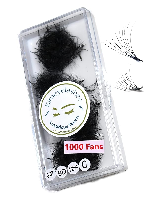9D - 0.07 C and D Curl 1000 Premade volume fans loose Fans, Handmade eyelash extensions supplies Russian volume lash promade fan (9D - 0.07 - Curl D, 15mm)