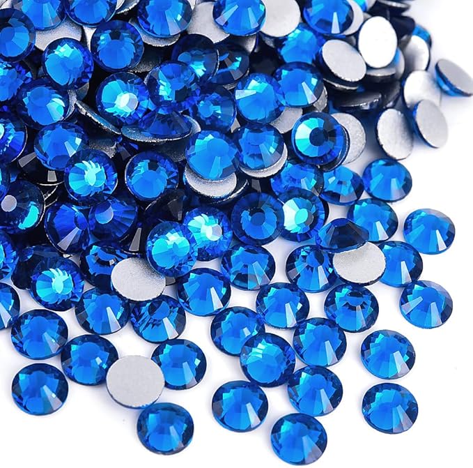 Blinginbox Flatback Rhinestones Bulk,14400pcs Crystal Round Loose Gemstones Glass Rhinestones for Crafts Makeup Nail Art Clothes Shoes DIY Decorations(SS20,4.6-4.8mm,Capri Blue)