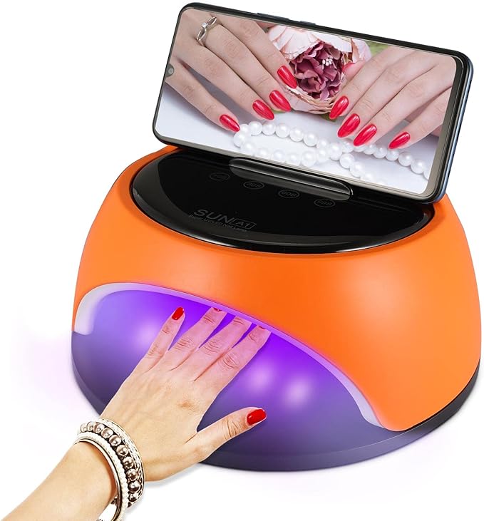 UV LED Nail Lamp, 360 W High Power UV Nail Dryer with Phone Holder Professional Nail Gel Polish Dryer Curing Lamp,with Auto Sensor 60 Beads Suitable for Fingernail and Toenail 1