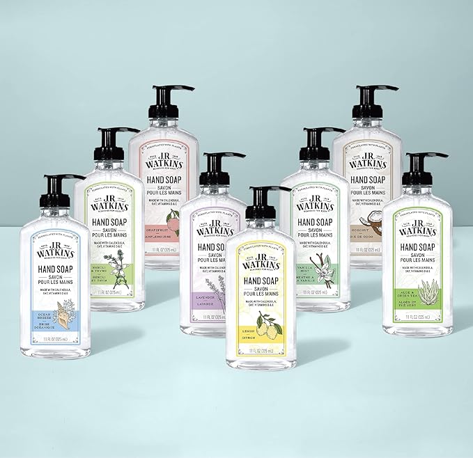 J.R. Watkins Gel Hand Soap Refill, Moisturizing Hand Wash, All Natural, Alcohol-Free, Cruelty-Free, USA Made, Rosewater, 34 Fl Oz, 3 Pack