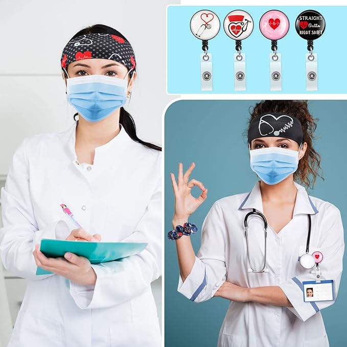 Colarr 36 Pcs Nurse Appreciation Gift Set Include Nurse Makeup Bag Nursing Headbands Hair Nurse Scrunchie Nurses Socks Nurse Ballpoint Pens Nurse Badge Holder Reel Nurse Week Day Gifts for Nurse