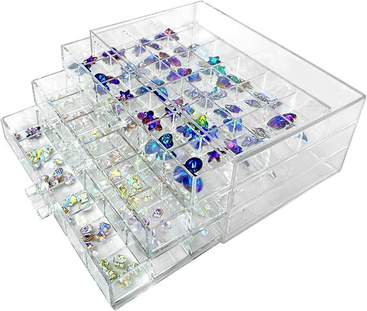 3 Tier 72 Lattice Nail Organizers and Storage Clear Acrylic Nail Jewellery Accessories Storage Case Holder Shelves Display Rack Stand for Painted Glue,Brushed Glue,Carving Glue Nail Table