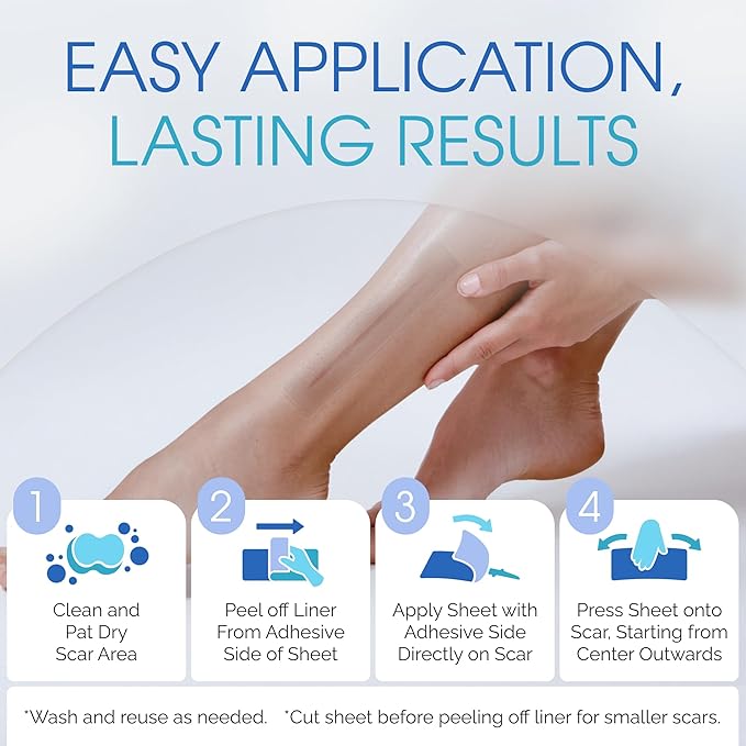 Advanced Scar Treatment - Medical Grade Silicone Scar Sheets, Long Water-Resistant Silicone Scar Tapes for Surgical Scars, Stretch Marks, Keloid Bump - 7 inch, 12 Strips