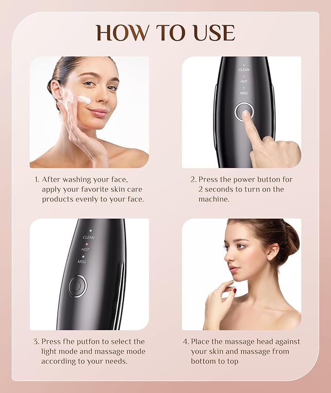 7 Color Galvanic Machines - Red Light Therapy for Face and Neck, Face Massager Tool for Wrinkles, Double Chin, Vibrating Facial Massager with Thermals, Black