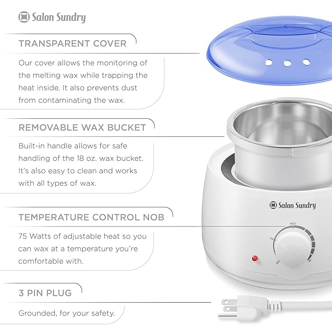 Salon Sundry Portable Electric Hot Wax Warmer Machine for Hair Removal - Blue Lid