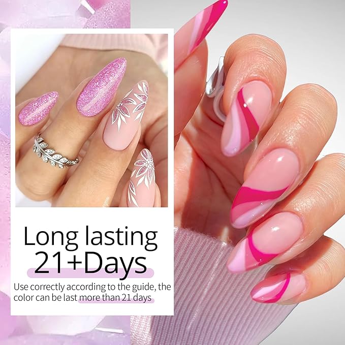 UR SUGAR 45PCS Gel Nail Polish Set, 39 Colors Fall Winter Gel Polish Set with 6 Pcs Base and Glossy Matte Top Coat All Seasons Collection Pink Red Blue Colorful Gel Polish Gifts for Women