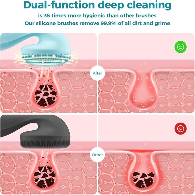2 in 1 Facial Cleansing Brush,Rotating Magnetic Beads & Massage Cleaning Silicone Face Scrubber，Waterproof and Rechargeable Face Scrub Brush
