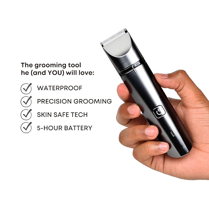 Bushbalm Electric Body Grooming Trimmer for Men, Waterproof, Cordless, Precision Shaver for Chest, Back, and Body Hair – Francesco Trimmer - Black