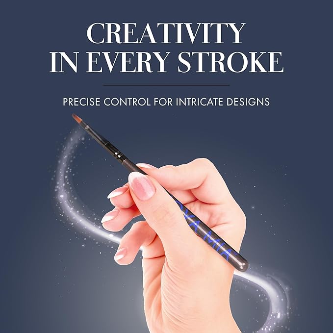 Kolinsky brush set 100% Pure Kolinsky Acrylic Nail Brush by Joya Mia Nail Art set brush Polish Brush Nail Tool (SET, Black)