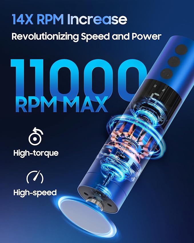 11000 RPM Rechargeable Electric Foot Callus Remover with 2Glass Sander Discs - Cordless Foot Scrubber,Professional Pedicure Tool for Dead Skin and Calluses,Electric Foot File - Blue