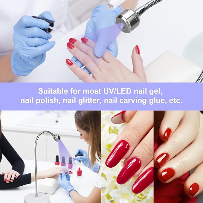 LED Nail Lamp, 3W Nail Dryer Lamp for Nails, Mini Gooseneck Nail Dryer Gel Nail Polish Curing LED Lamp Professional Nail Curing Machine, for DIY Nail Art