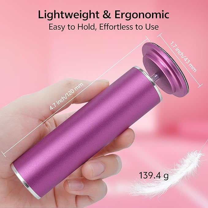 Electric Foot Callus Remover for Feet, Pedicure Tool with 60pcs Replacement Sandpaper Discs, Adjustable Speed Scrubber File Grinder for Dead Skin, Home Spa Salon Use - Pink