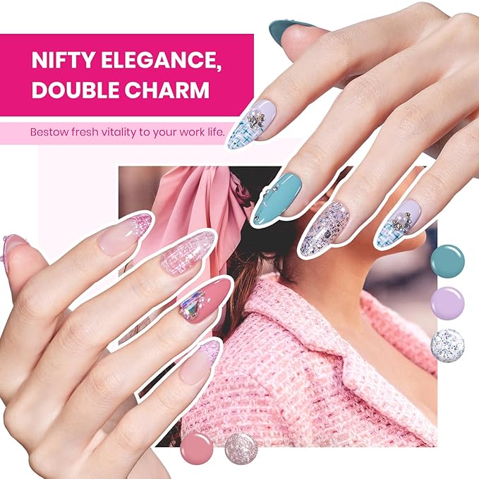 Beetles 60 Colors Gel Nail Polish Set, Summer Gel Polish Kit Glitter Hot Pink Orange Red Blue White Black 69 Pcs with 5Pcs Base Top Coat Gel Gifts for Mom Exquisite Femininity