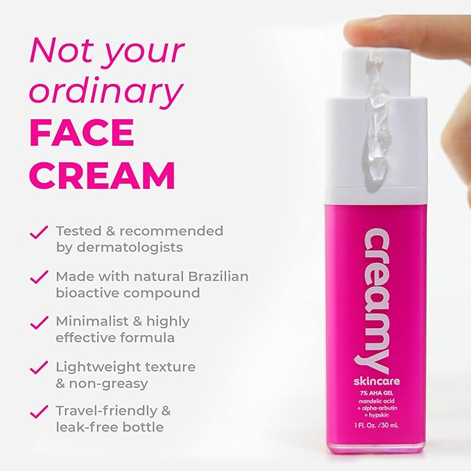 Creamy Skincare Blemish Control 7% Mandelic Gel, Acne and Dark Spot Remover for Face, Soothing Skin Care with Mandelic Acid, Alpha-Arbutin, Allantoin, and Hypskin, Gentle Formula 1 fl oz/30mL