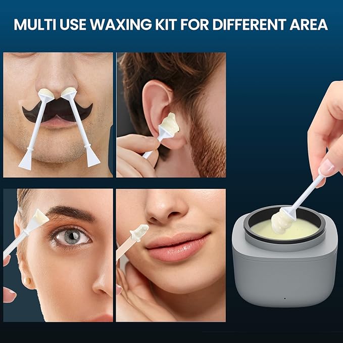 Nose Wax Kit Men, Nose Ear Hair Waxing Kit with 100g Wax, 40 Sticks, Ear Hair Removal for Men, USB Fast Heat, Smart Constant Temp, Upgraded Size, Multi-Accessories, Gray
