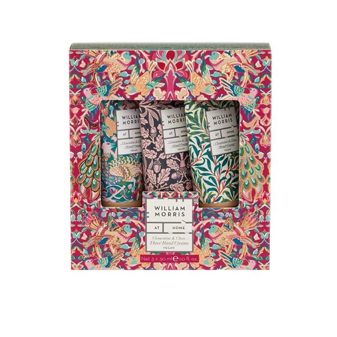 Heathcote & Ivory William Morris At Home Peacock-Three Hand Creams 3x30ml - Nourishing Trio for Soft and Supple Hands! Moisturizing Hand Cream Set, Gift-Worthy Packaging