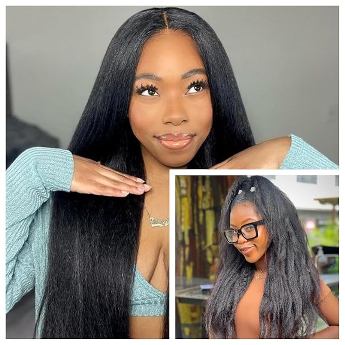 14 16 18 Inch Kinky Straight Bundles Human Hair Yaki Straight Human Hair Bundles Raw Kinky Human Hair 3 Bundles For Black Women Natural Black 12A Sew In 100% Brazilian Virgin Human Hair Bundles