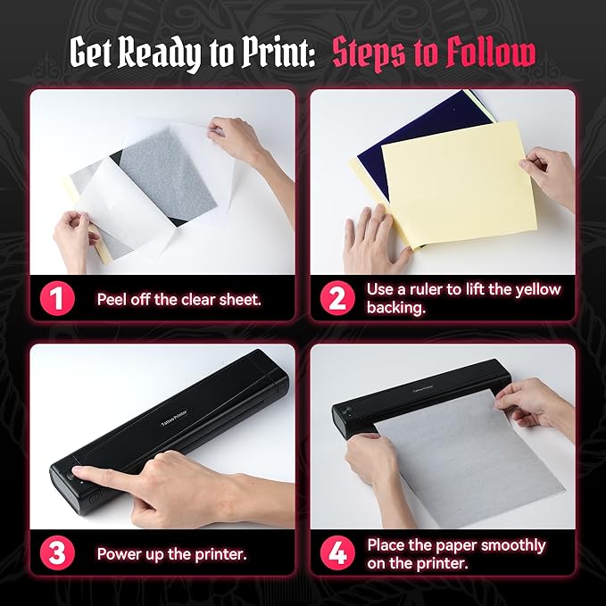 2025 New Version Tattoo Stencil Printer with 10pcs Transfer Paper, Wireless Thermal Tattoo Transfer Printer, Bluetooth Portable Tattoo Machine for Beginners Compatible with Smartphone & Pad