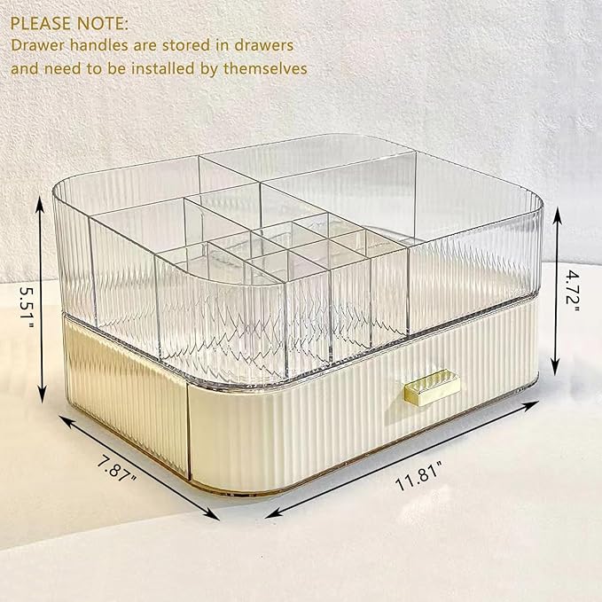 MIUOPUR Makeup Organizer with Stackable Drawers, Bathroom Vanity Organizers and Storage, Ideal for Desk and Dresser Countertops, Great for Cosmetics, skincare, Lipsticks, Nail Care -Cream