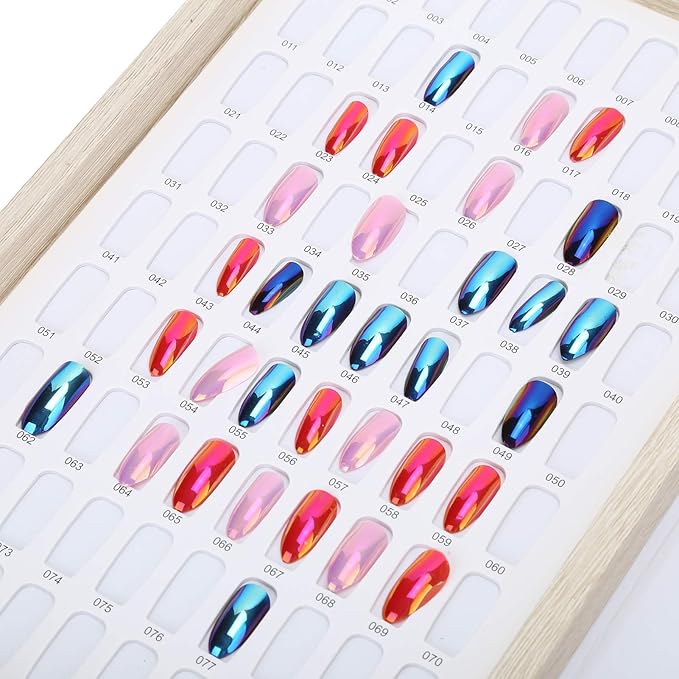 180 Colors Nail Color Card Book - Wood Nail Gel Polish Display Book False Nail Tip Display Board Reusable Nail Practice Design Board Nail Color Swatches Color Design Chart Card (02)