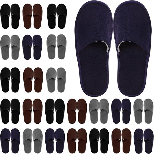 Geyoga 24 Pairs Disposable Slippers for Guests Bulk 2 Size Cotton Hotel Spa House Slippers for Graduation Wedding Party Shoeless Home Travel Individually Wrapped