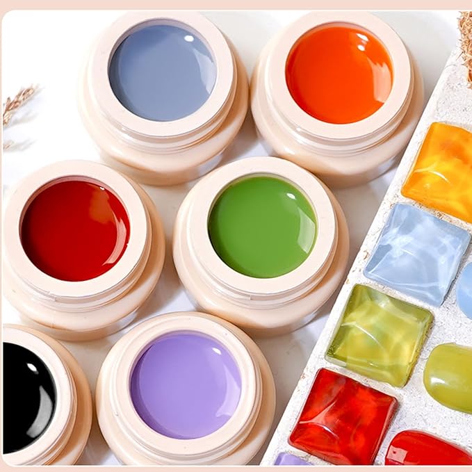 24pcs Professional Painting Gel Nail Art Manicure Painted Gel Polish French Design Multi Color Salon Set