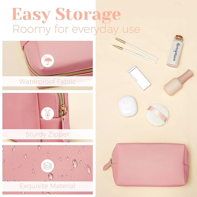 8 Pcs Makeup Bag Pu Leather Cosmetic Pouch Waterproof Small Toiletry Bag Portable Cosmetic Organizer Water Resistant Storage Purse for Lady Women Daily Storage Travel Organizer (Gentle,Medium)