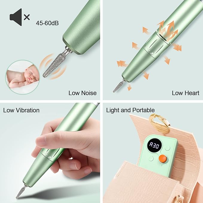 Professional Portable Nail Drill Kit Rechargeable Nail Machine Electric Cordless E-File Nail Drill Set with 7 Nail Bits, Manicure Pedicure Tool