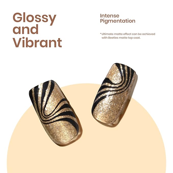 Beetles Shimmer Gel Nail Polish Set, 6 Colors Black White Polish Gel Silver Rose Gold Glitter Shimmer Nail Polish Soak Off Uv Lamp Nail Art Manicure Salon Gifts for Her Women